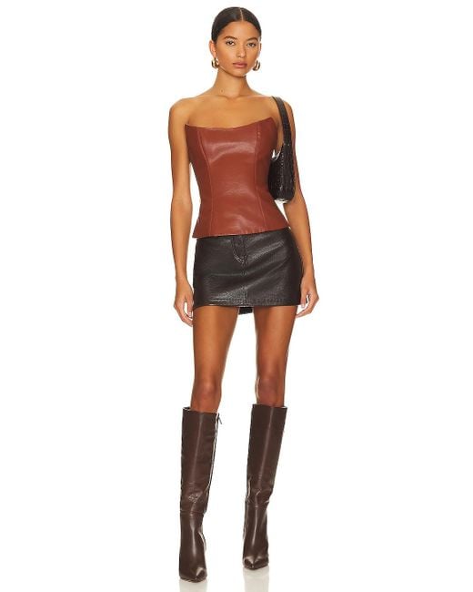 Rozie Corsets Leather Corset Top in Red Lyst