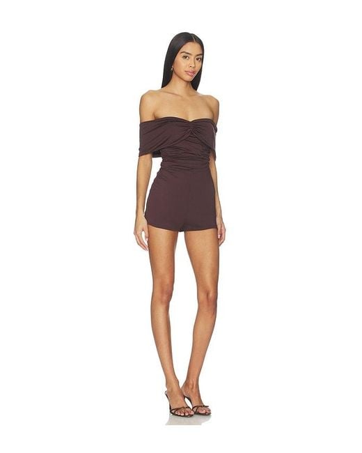 superdown Brown Cher Off Shoulder Romper