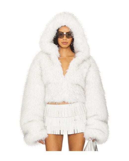 Kim Shui White Hody Faux Fur Jacket
