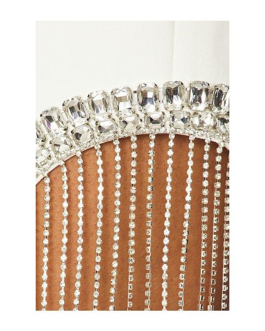 Cinq À Sept White Rhinestone Fringe Mini Sammy Dress