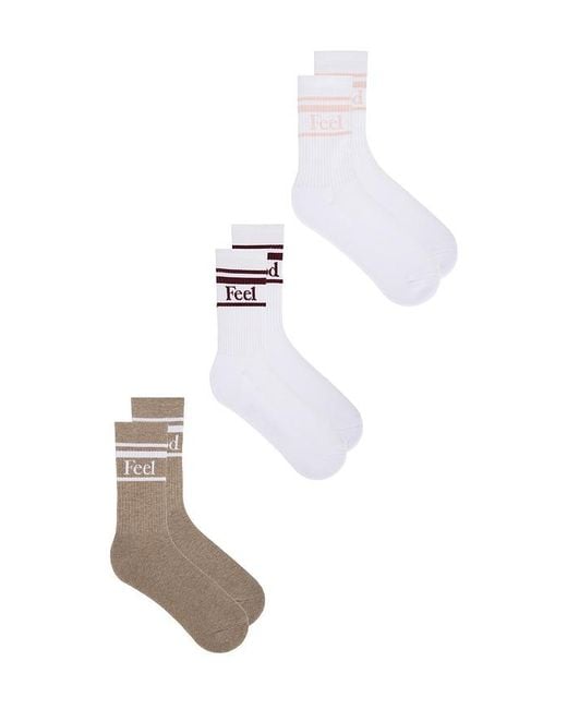 Negative Underwear White Feel Good Varsity 3-Pack Sock