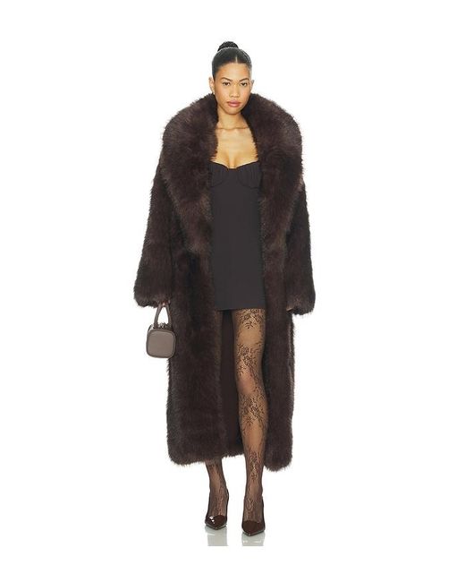 WeWoreWhat Black Long Faux Fur Jacket