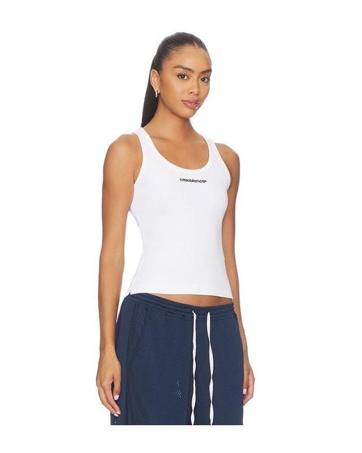 Casablanca Blue Ribbed Tank Top