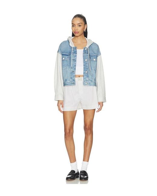 Rag & Bone Blue Rb Miramar Terry Combo Hooded Trucker