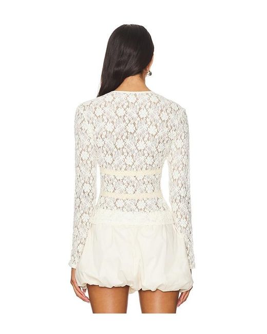 YUHAN WANG White Ribbon Tied Lace Top