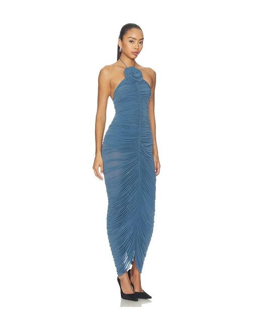 Magda Butrym Blue Ruched Halter Dress