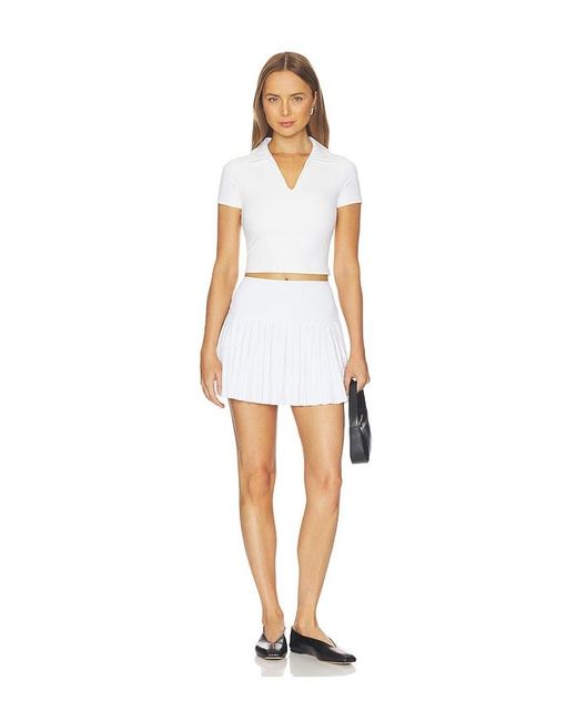 Gold Hinge White Preppy V-Neck Polo Top