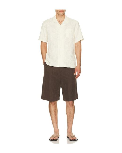 Vince White Embroidered Floral Short Sleeve Cabana Shirt for men