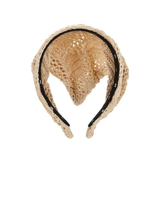 Lele Sadoughi White Jackie Crochet Raffia Handkerchief Headband