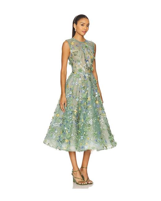 Bronx and Banco Green Saba Floral Midi Dress