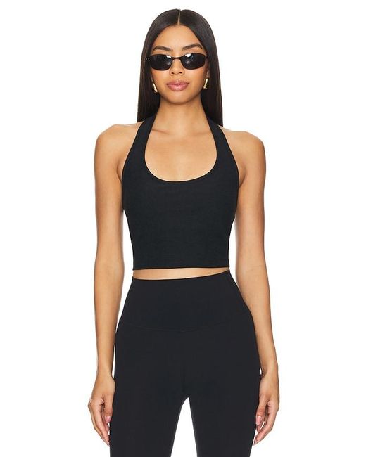 Beyond Yoga Black Spacedye Well Rounded Cropped Halter Tank Top