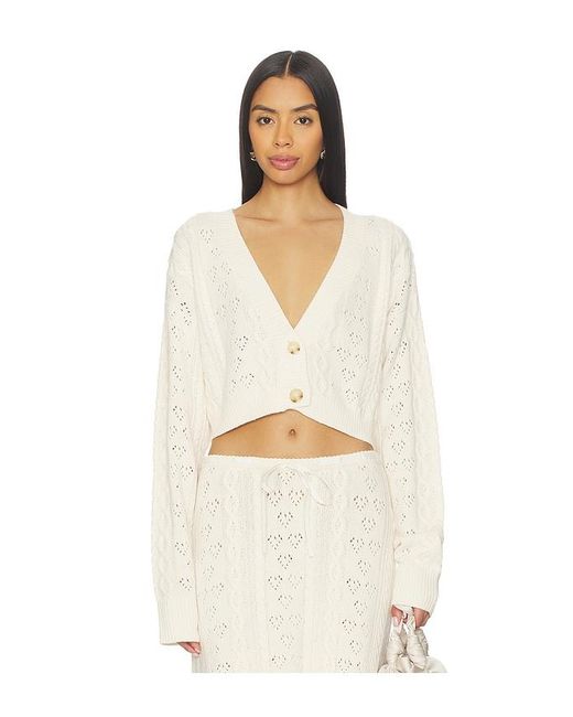 GUIZIO Natural Noah Cable Crop Cardigan