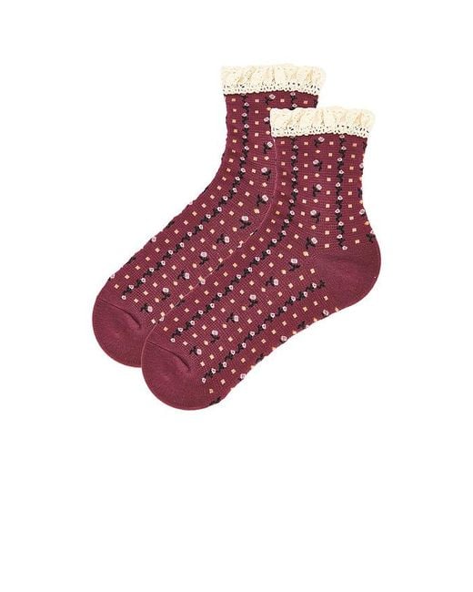 Free People Red Rosebud Waffle Knit Ankle