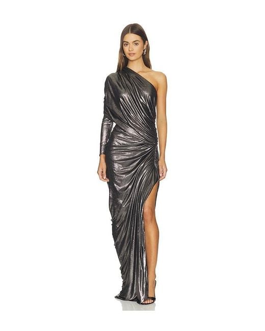 Atlein Black One Sleeve Draped Gown