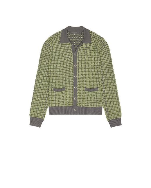 Isa Boulder Green Bubble Terry Towel Cardigan for men