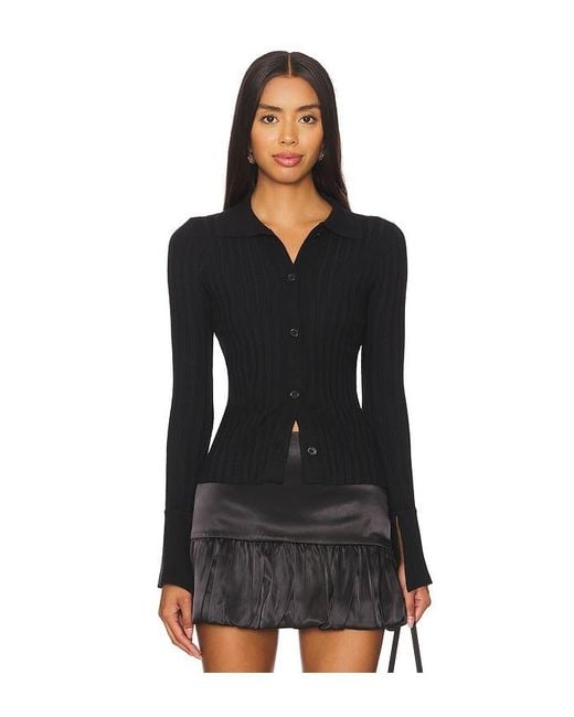 MORE TO COME Black Brandy Button Front Sweater