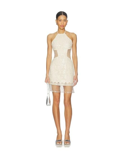 PATBO White Crochet Bloom Halterneck Mini Dress