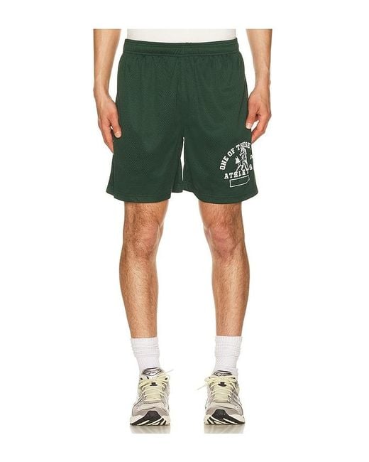 One Of These Days Green Mustang Athletics Mesh Shorts for men