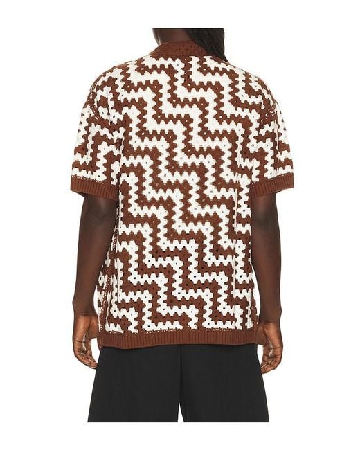 Frescobol Carioca Brown Pinto Cotton Crochet Cardigan for men