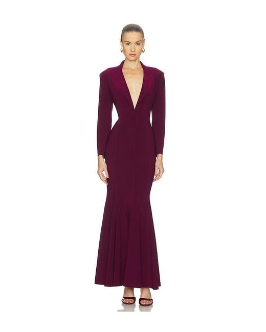 Norma Kamali Purple Single Breasted Fishtail Gown