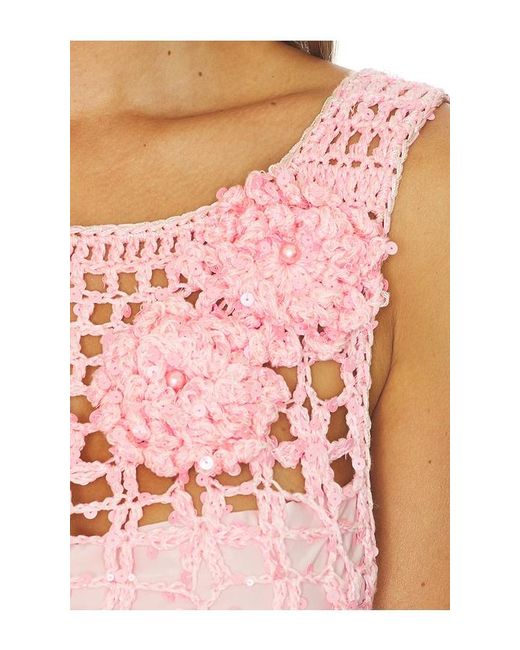 Andreeva Pink Handmade Maxi Crochet Dress