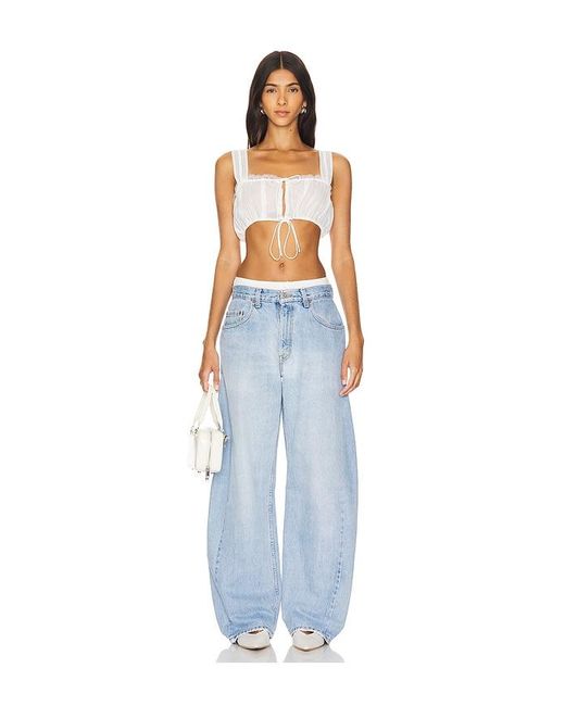 aligrace Blue Vintage Barrel Wide Leg Jeans