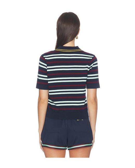 The Upside Blue Archie Collared Knit Polo Top