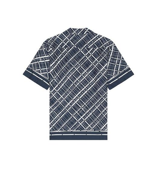 Club Monaco Blue Border Grid Shirt for men