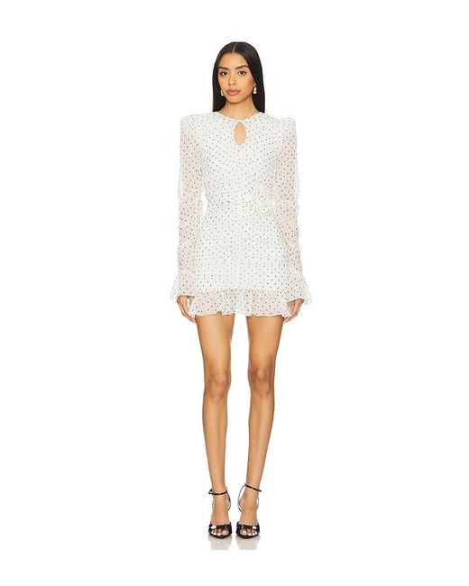 ROTATE BIRGER CHRISTENSEN White Printed Long Sleeve Dress