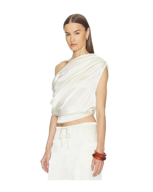 SNDY'S White Dove One Shoulder Top