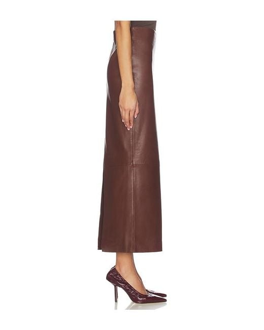 St. Agni Brown Leather Column Skirt