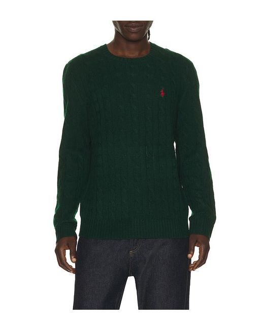 Polo Ralph Lauren Green Long Sleeve Wool Cashmere Cable Knit Crewneck Sweater for men