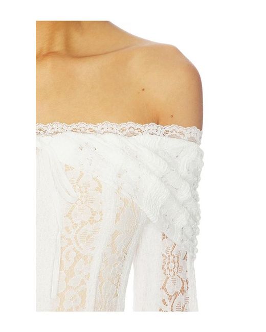 MORE TO COME White Annabelle Off Shoulder Mini Dress