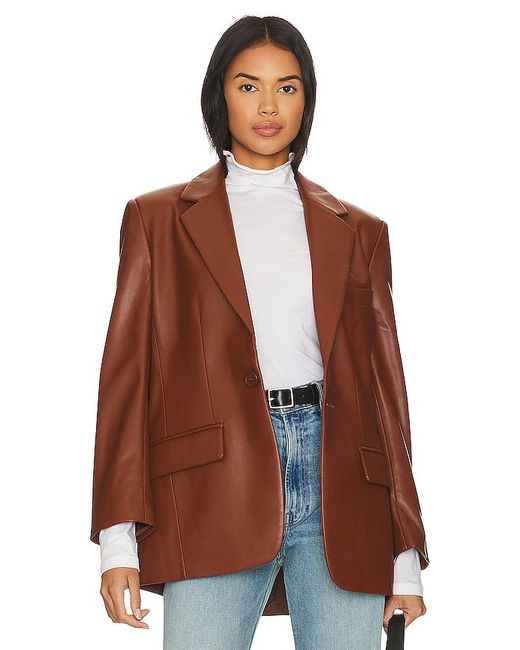 Steve Madden Brown Imaan Faux Leather Blazer