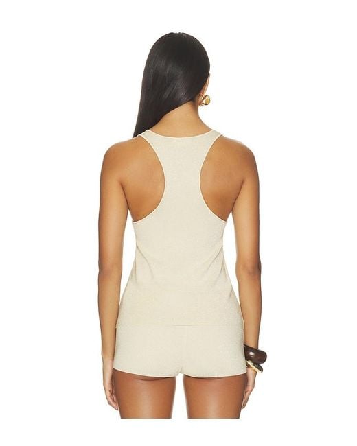 Lovers + Friends White Rosanna Metallic V Neck Top