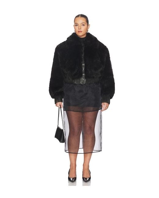 AFRM Black Adelaide Faux Fur Bomber Jacket