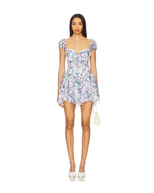 For Love & Lemons Blue Audrey Floral Mini Dress