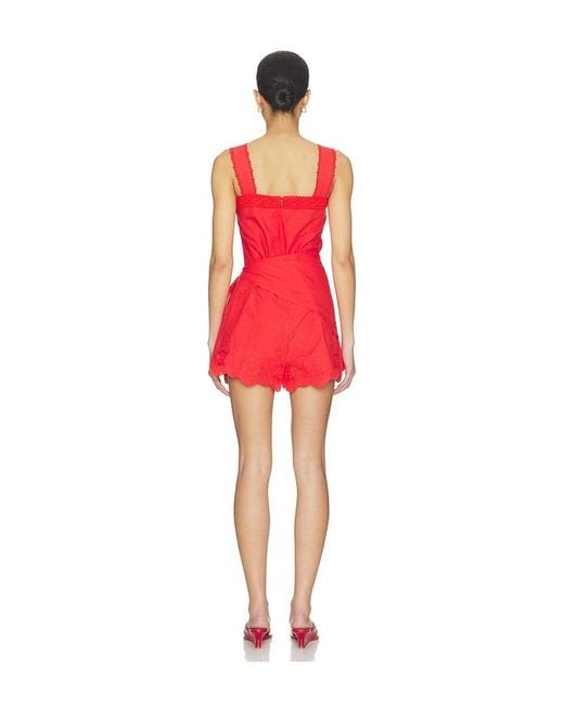Line & Dot Red Rou Romper