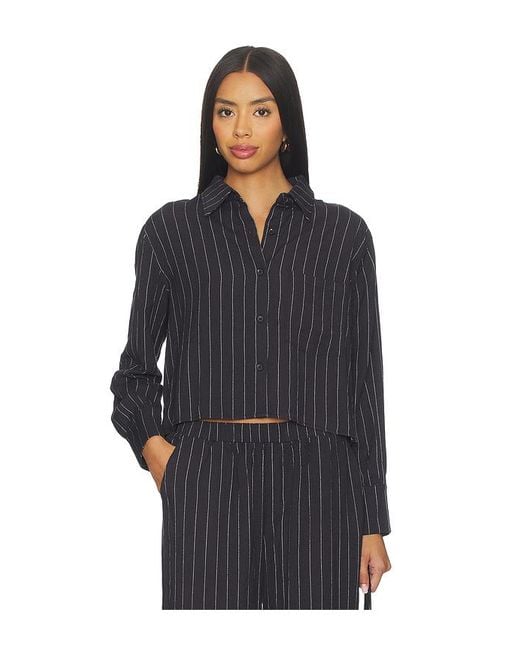 Bobi Blue Boxy Button Front Shirt