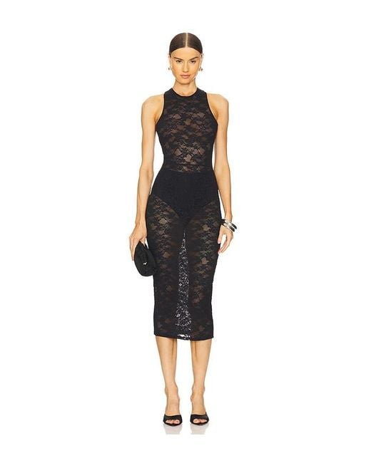 Fleur du Mal Black Le Stretch Lace Racer Tank Dress