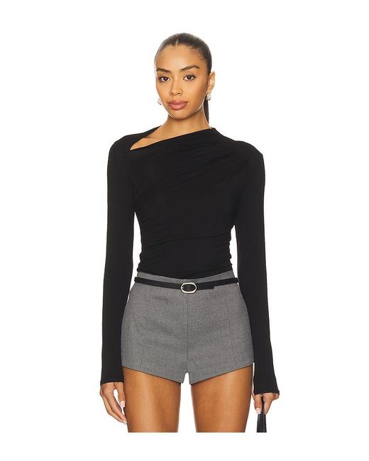 Enza Costa Fluid Jersey Slash Top Black