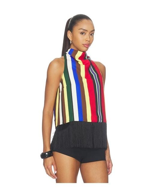 Simon Miller Red Tia Crepe Fringe Top