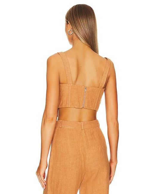 Bardot Orange Linen Corset Bustier