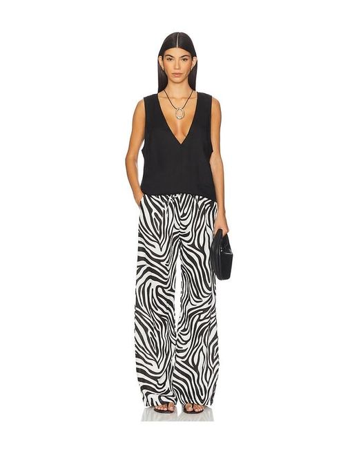 AEXAE Black Linen V Neck Top