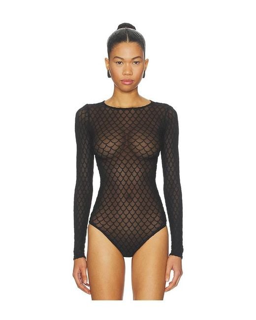 Wolford Black Velvet Net Illusion Bodysuit
