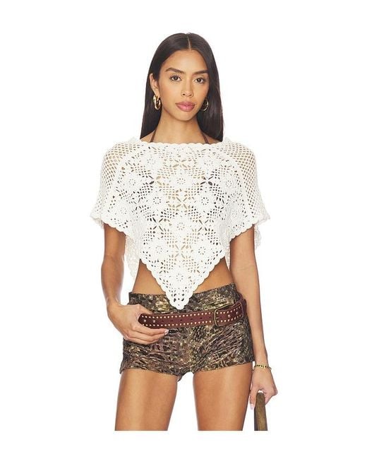 Frankie's Bikinis Natural Sophie Crochet Poncho