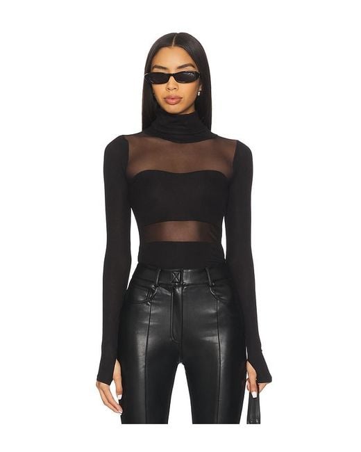 Michael Lauren Black Rem Long Sleeve Fitted Turtleneck Top