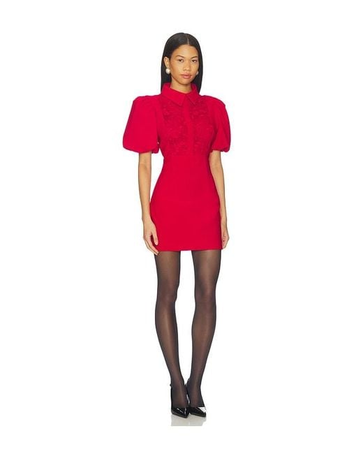 Elliatt Red June Puff Sleeve Mini Dress