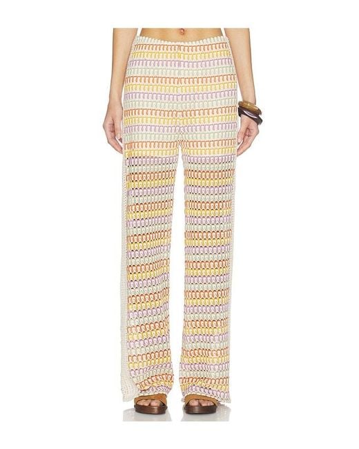 Central Park West Natural Celine Crochet Mid Rise Pants