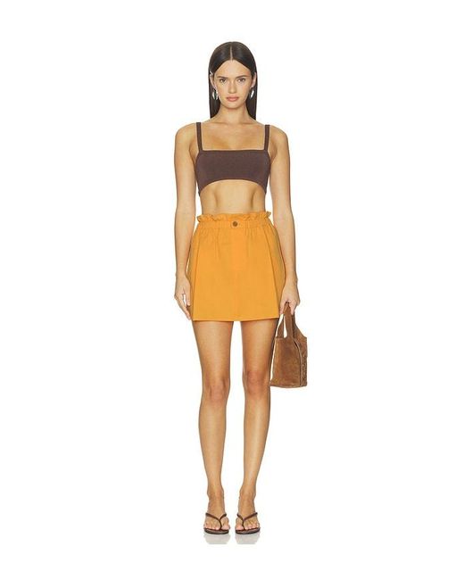 Vince Orange Mid Rise Cotton Pull On Skort
